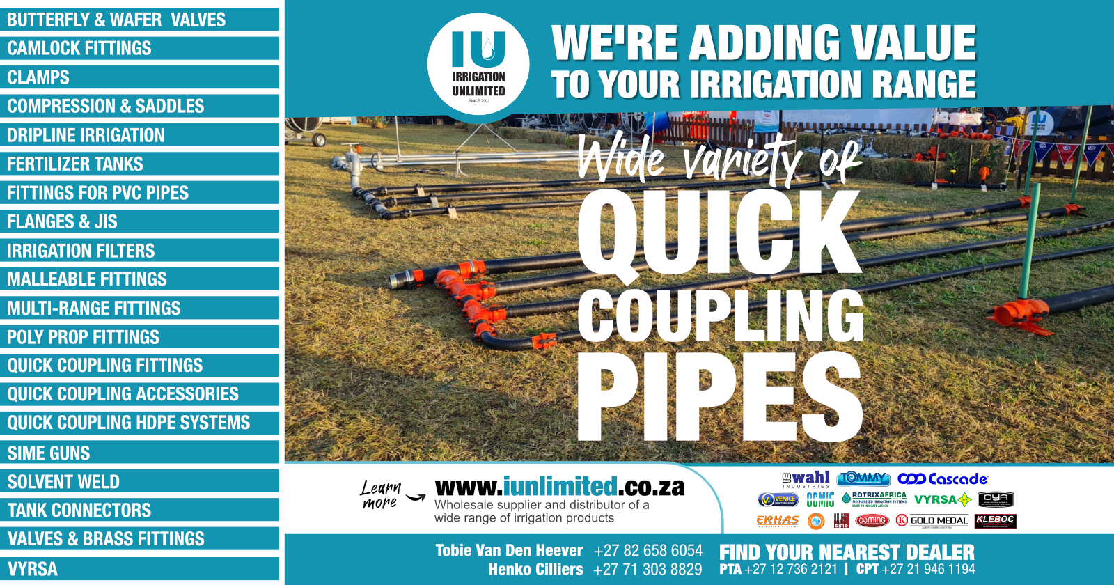 Wide variety of quick coupling pipes | Irrigation Unlimited
