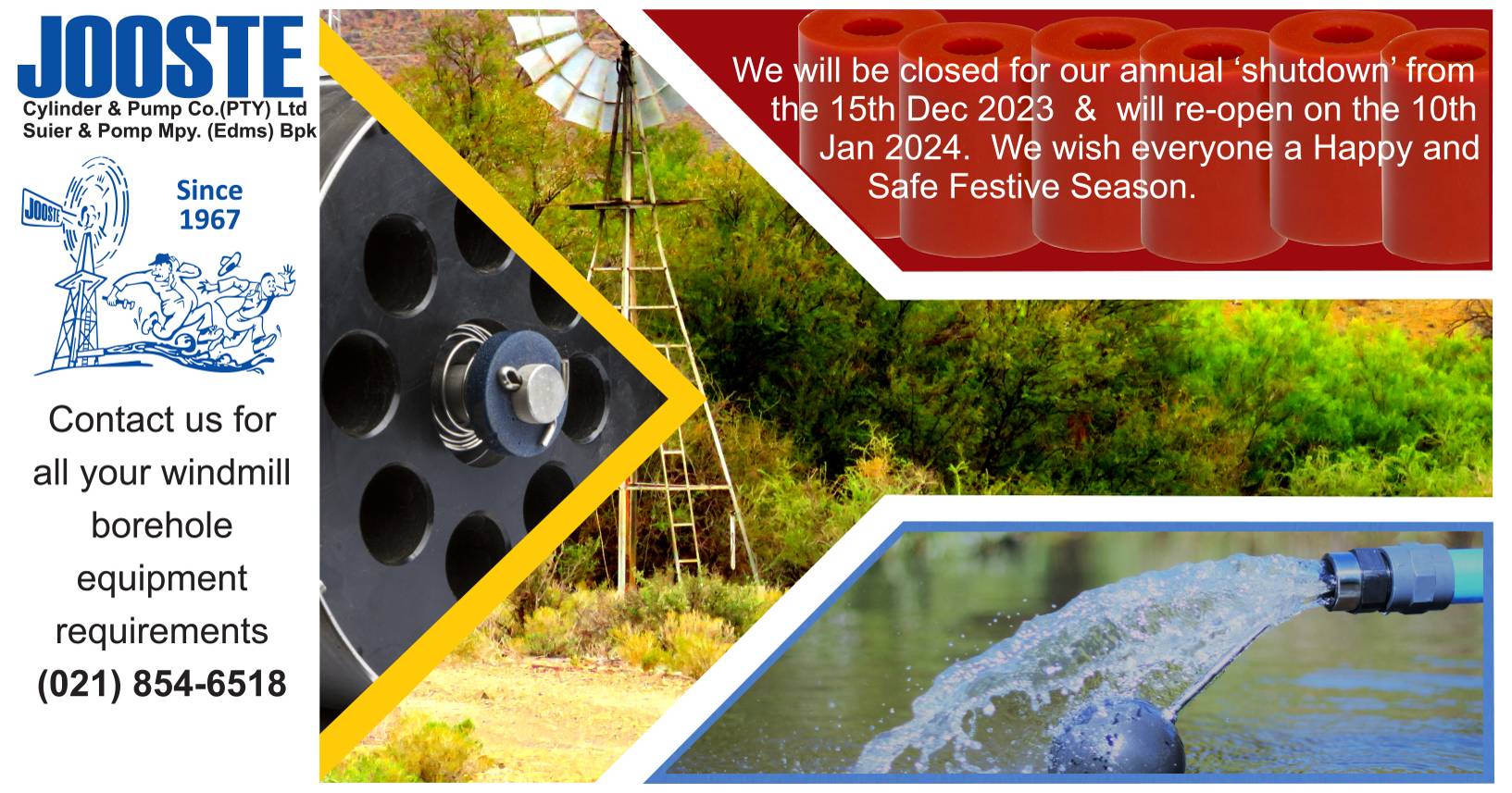 For all your windmill borehole equipment requirements | Jooste Cylinder & Pump Co. (PTY) Ltd