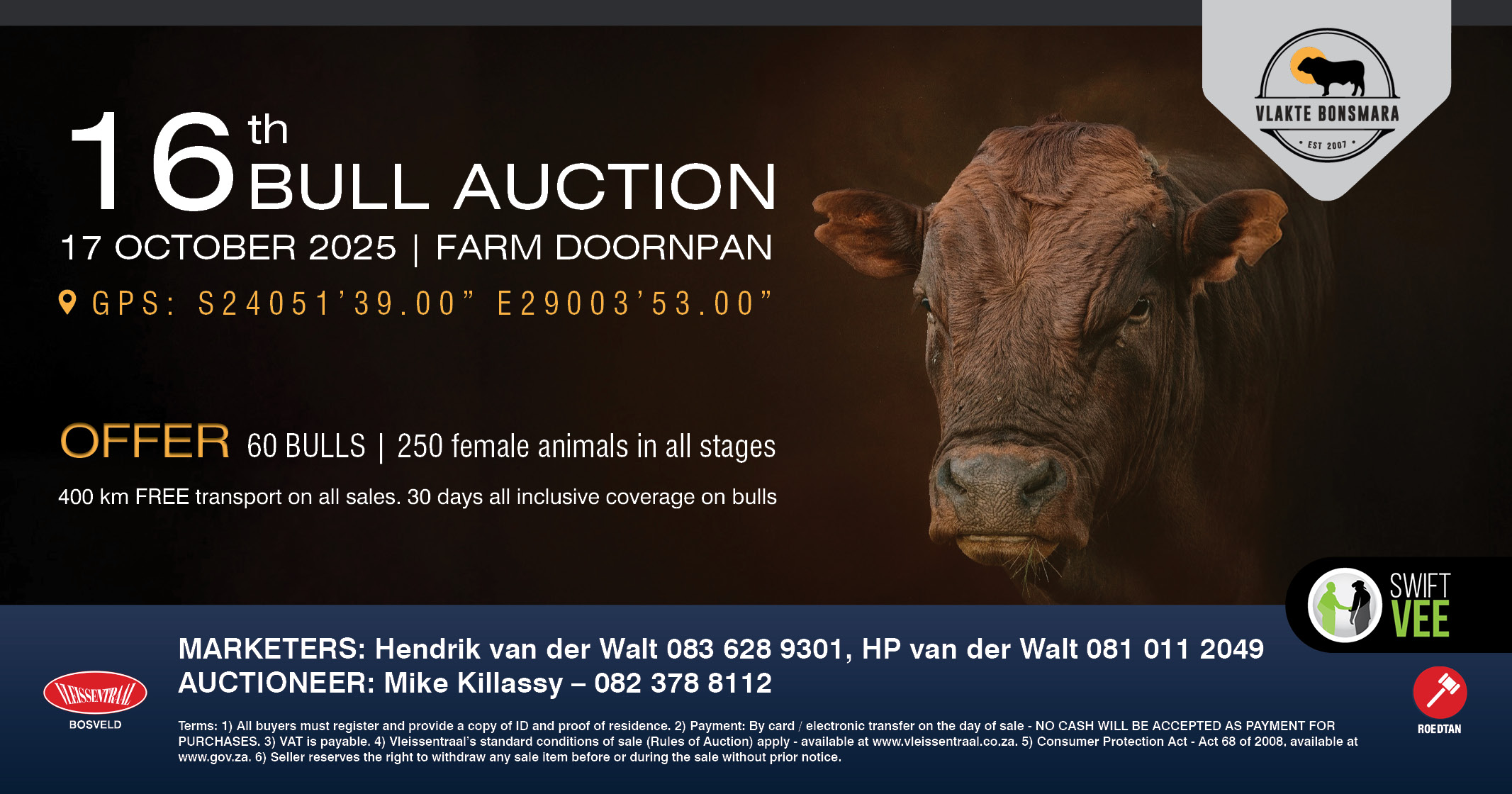Vlakte Bonsmara 16th Bull Auction | 17 October 2025 | Doornpan, Roedtan