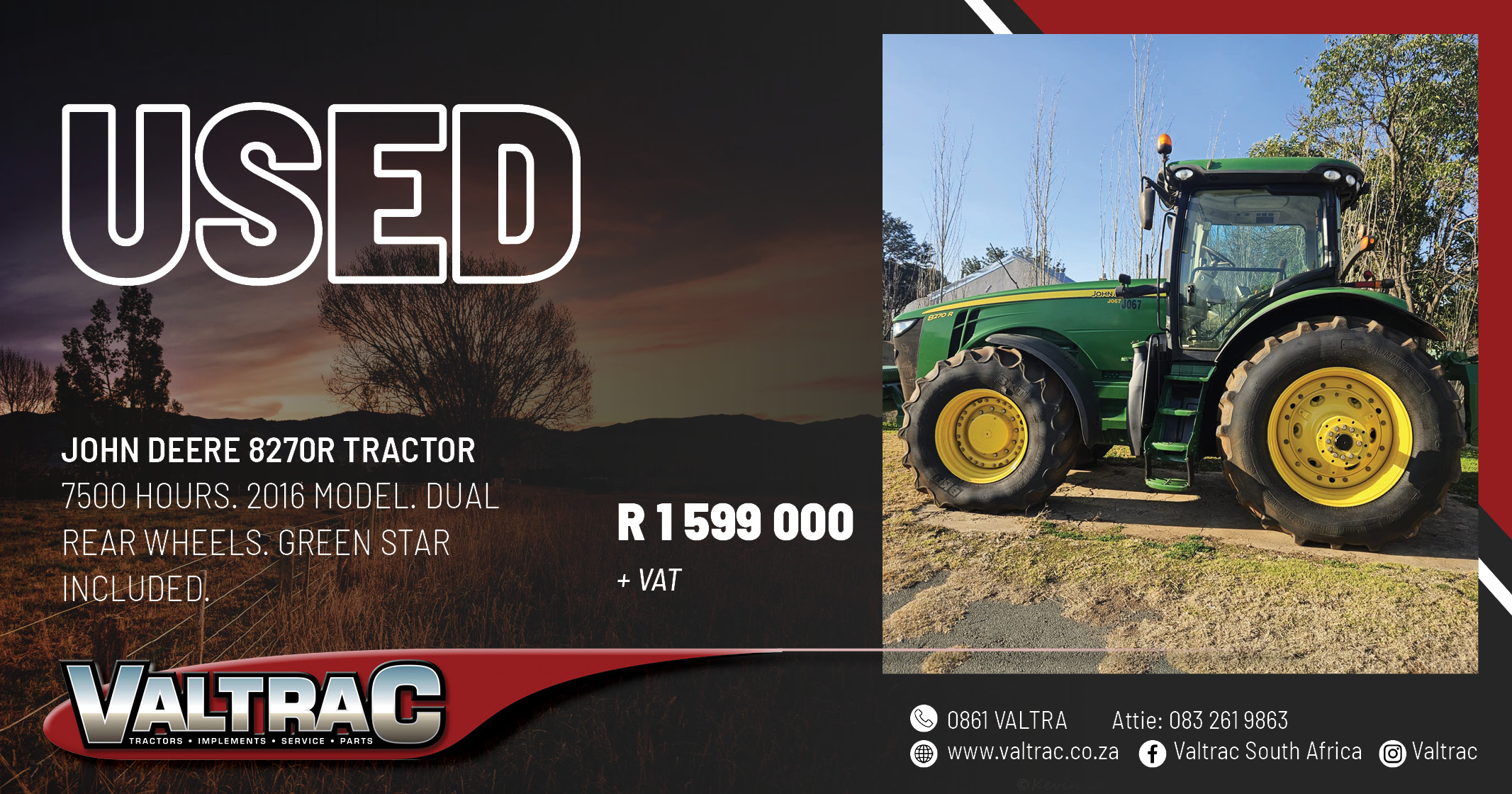 Used 2016 John Deere 8270R tractor | Valtrac
