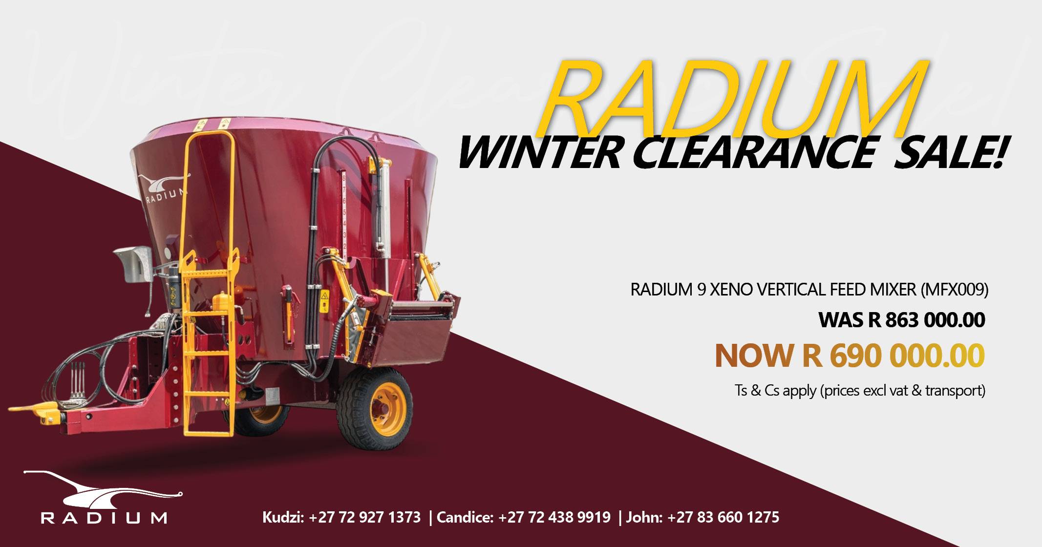 Radium 9 Xeno Vertical Feed Mixer | Winter clearance sale | Radium Engineering