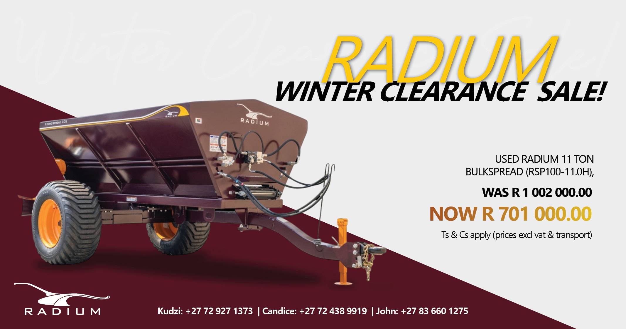 Used 11 Ton BulkSpread | Winter clearance sale | Radium Engineering