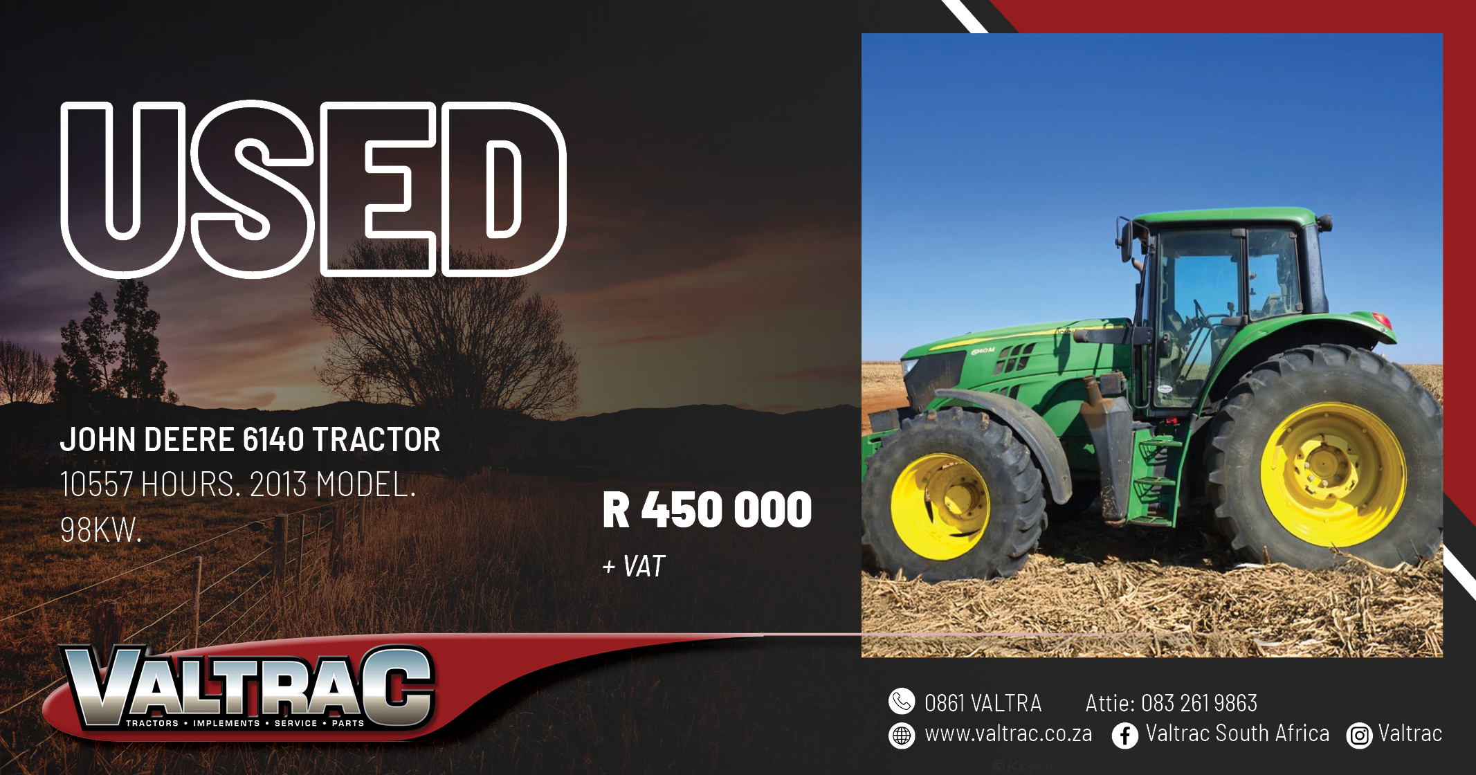 Used 2013 John Deere 6140 tractor | Valtrac