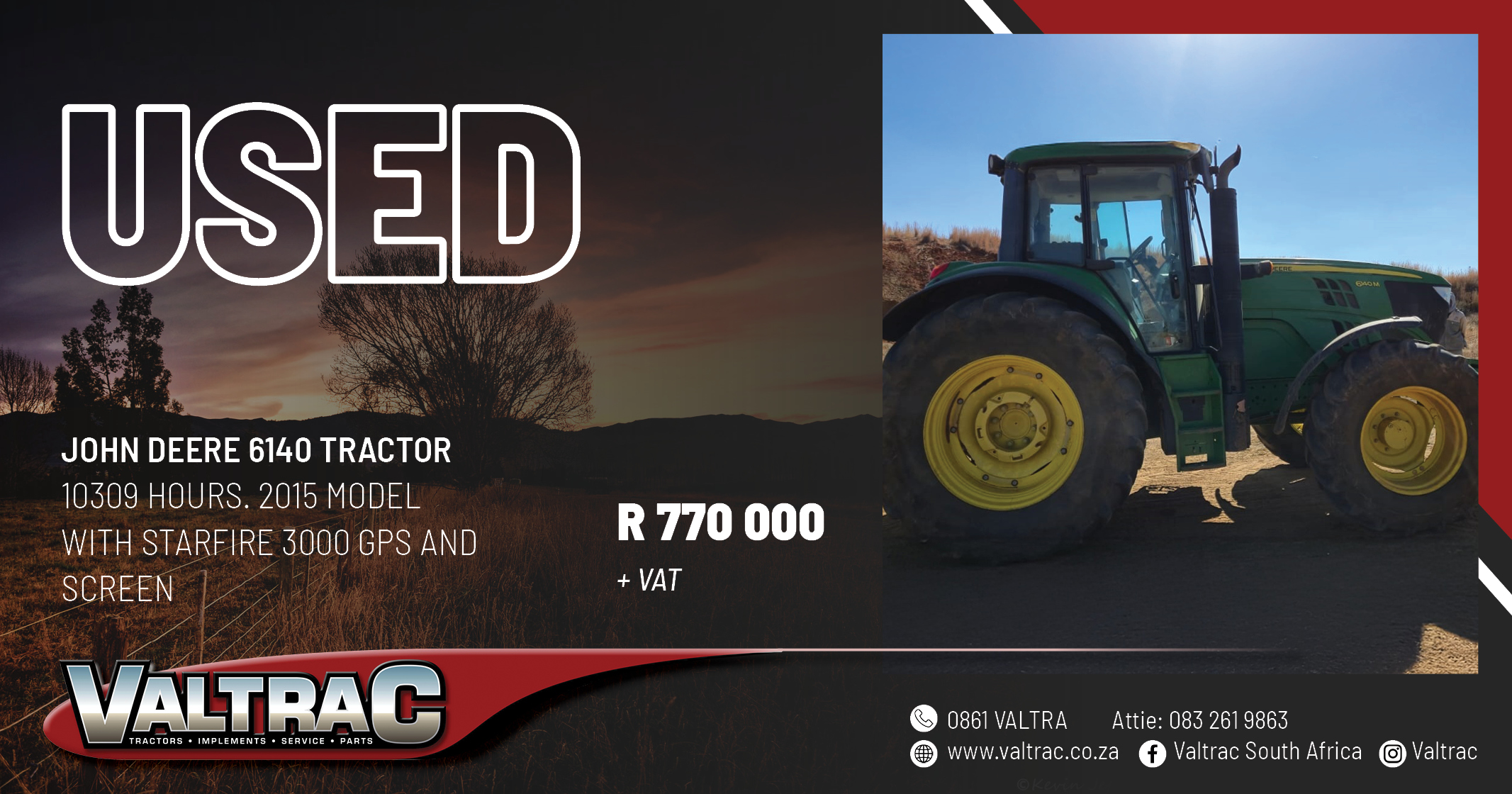 Used 2015 John Deere 6140 tractor | Valtrac