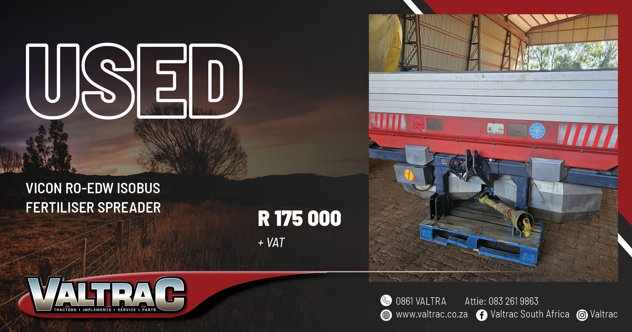 Used VICON RO-EDW ISOBUS fertiliser spreader | Valtrac