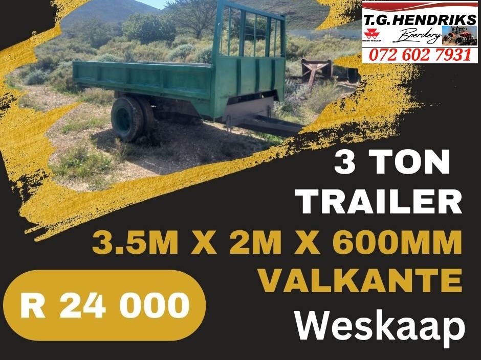 3 ton trailer 3.5m x 2m x 600mm valkante | T.G. Hendriks