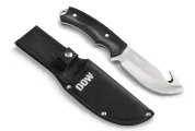 DOW. Black Pakkawood 9.5 Inch Satin Hook Blade+Sheath (K4492) | Outdoor Innovation