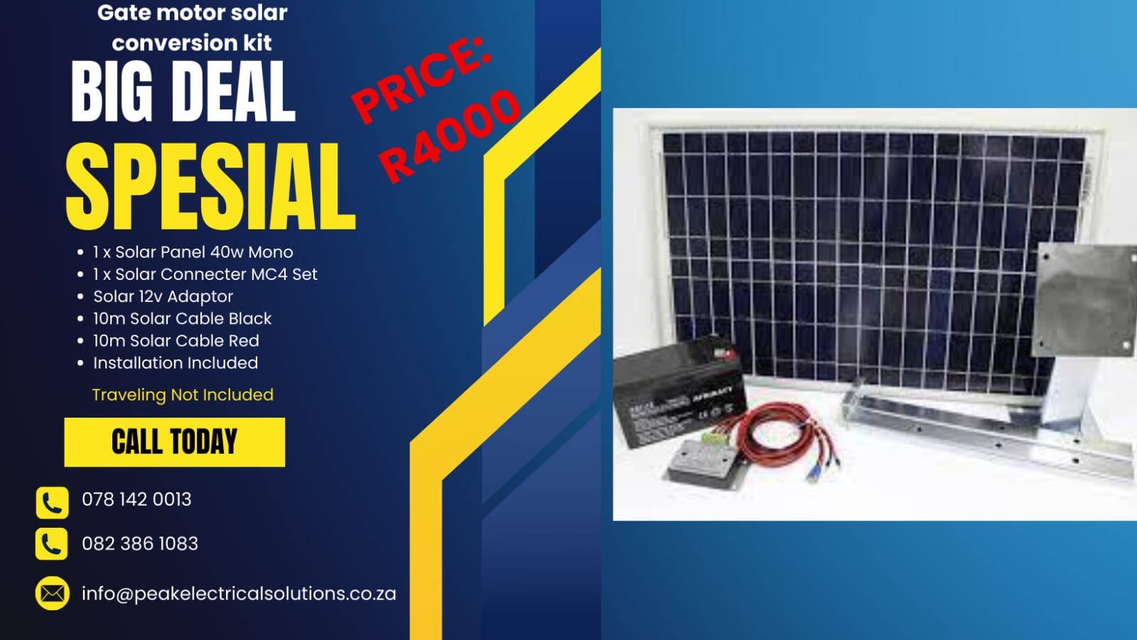 Gate motor solar conversion kit | Peak Electrical Solutions