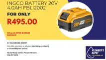 Ingco Battery 20V 4.0AH FBLI2002 | Plumbers depot