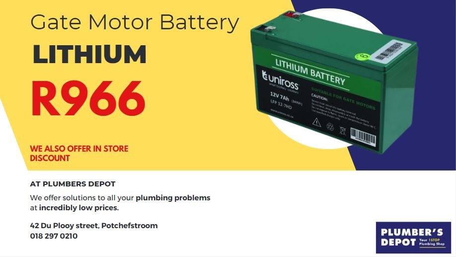 LITHIUM gate motor battery Plumbers depot | Plumbers depot