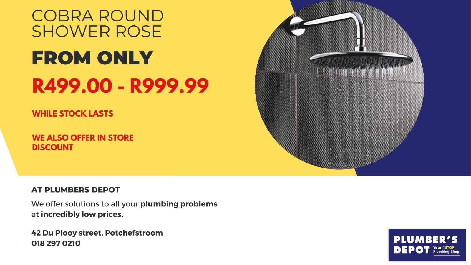 Cobra round shower rose | Pumbers Depot