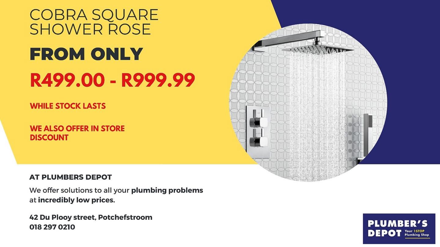 Cobra square shower rose |Plumbers Depot