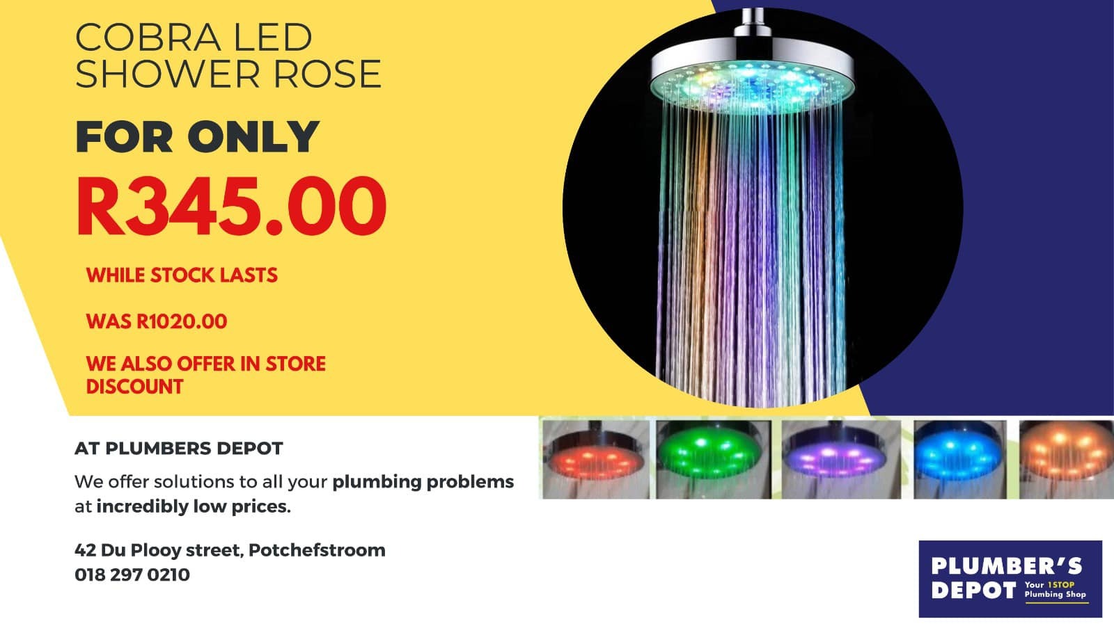 Cobra led shower rose | Plumbers Depot