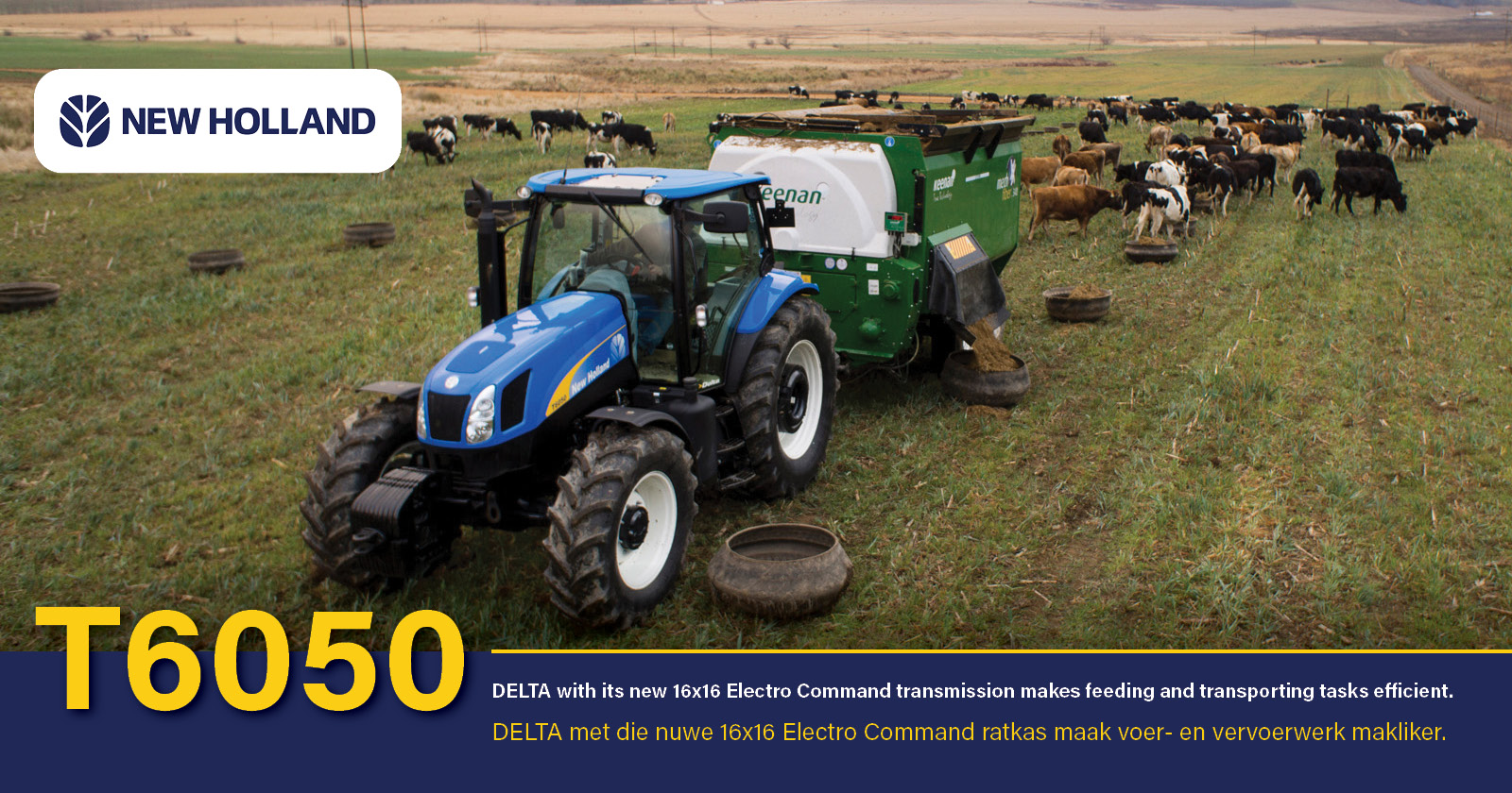 T6050 DELTA with 16x16 Electro Command transmission excels in feeding and transporting tasks