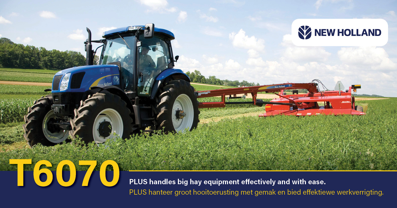 The T6070 PLUS handles big hay equipment effectively and with ease | New Holland