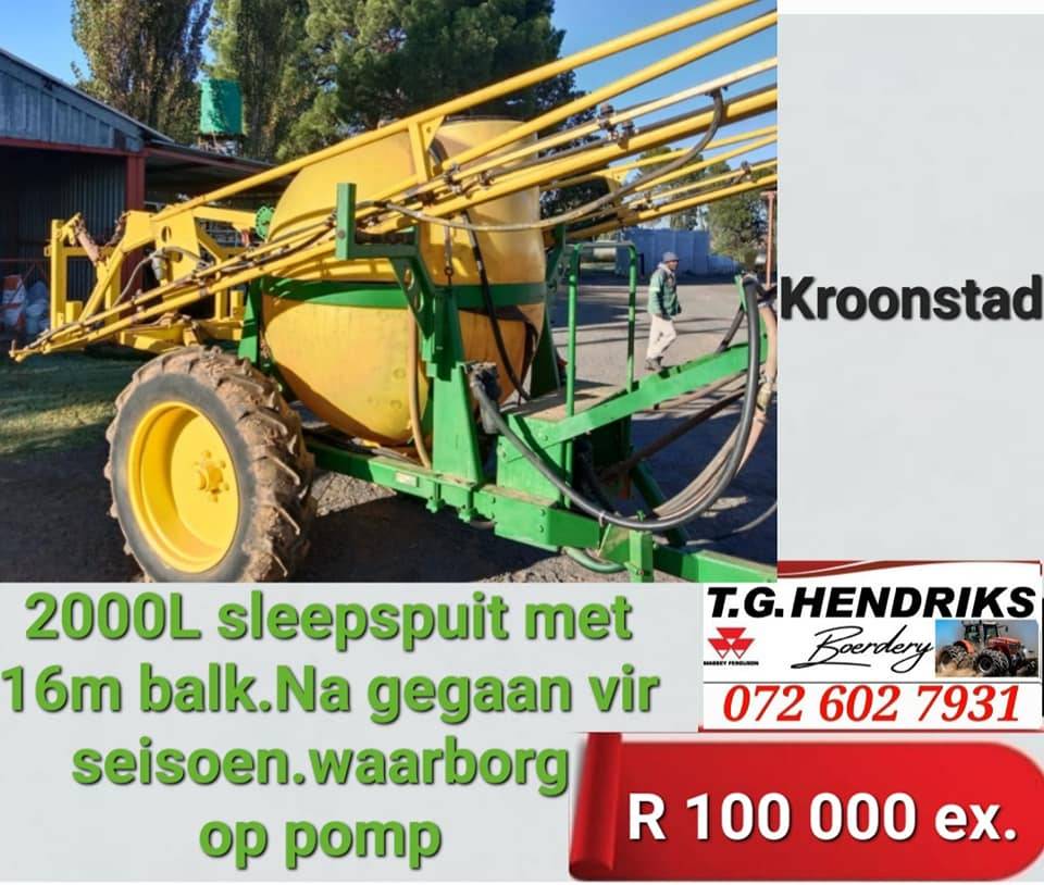 2000L sleepspuit met 16 m balk | T.G Hendriks boerdery